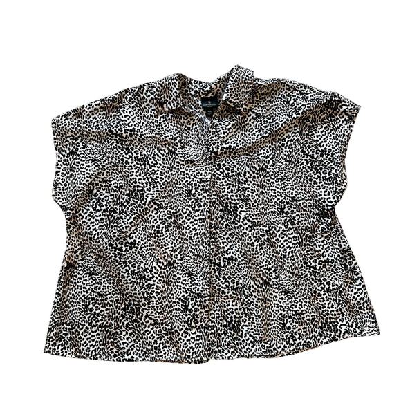 WORTHINGTON Animal Print Blouse Size PXL Classic Business Casual Comfort Preppy - Picture 2 of 11